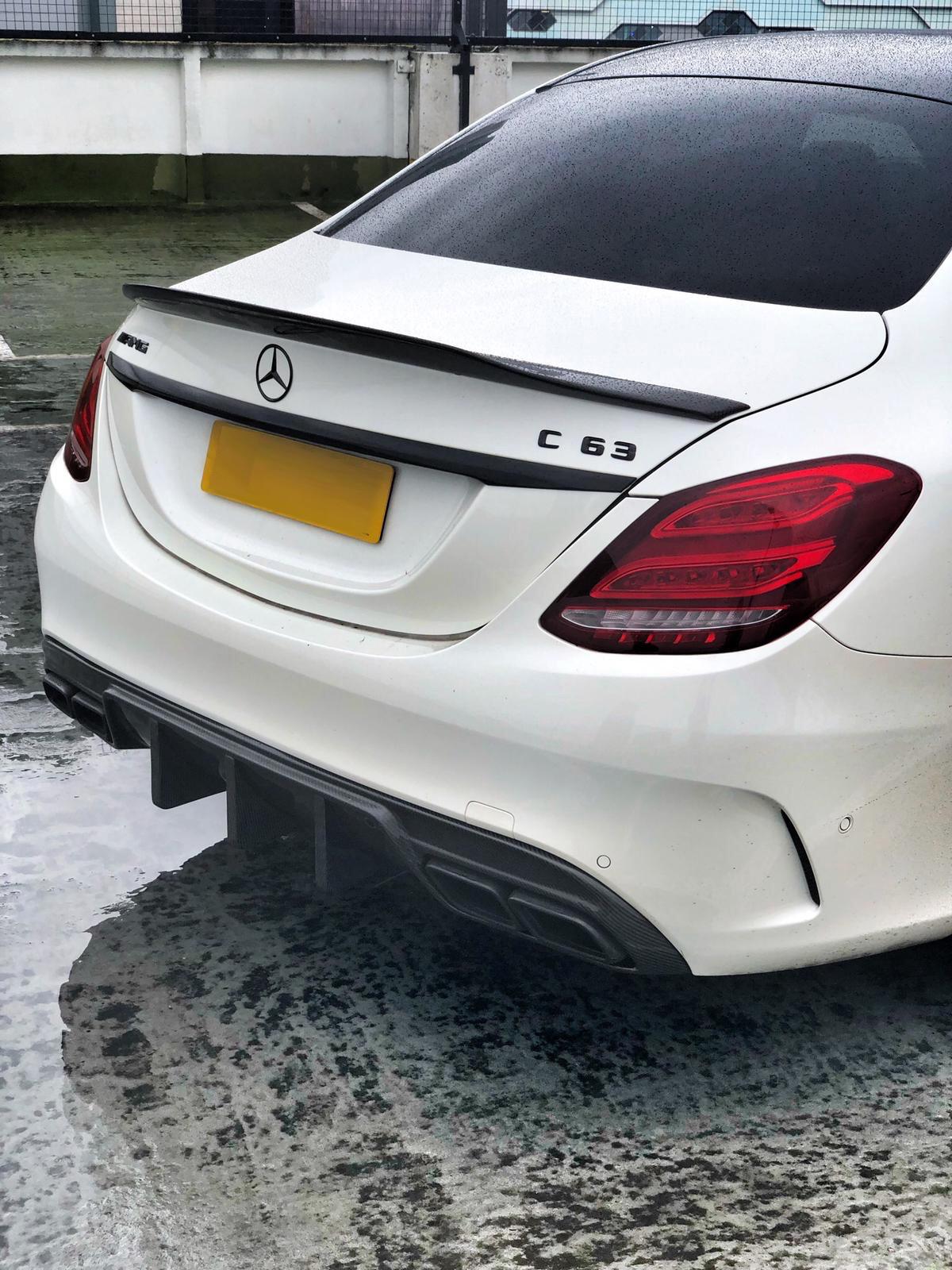 C63 Style Gloss Black Rear Diffuser For Mercedes W205 C300 C350 2014-2019 – A-Line, W/ Exhaust Tips